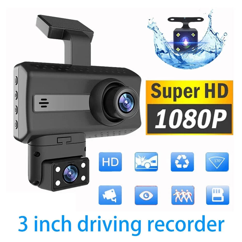 JahyShow Dual Lens Car Dash Cam Recorder: 1080P Front and Rear Camera Video, G Sensor