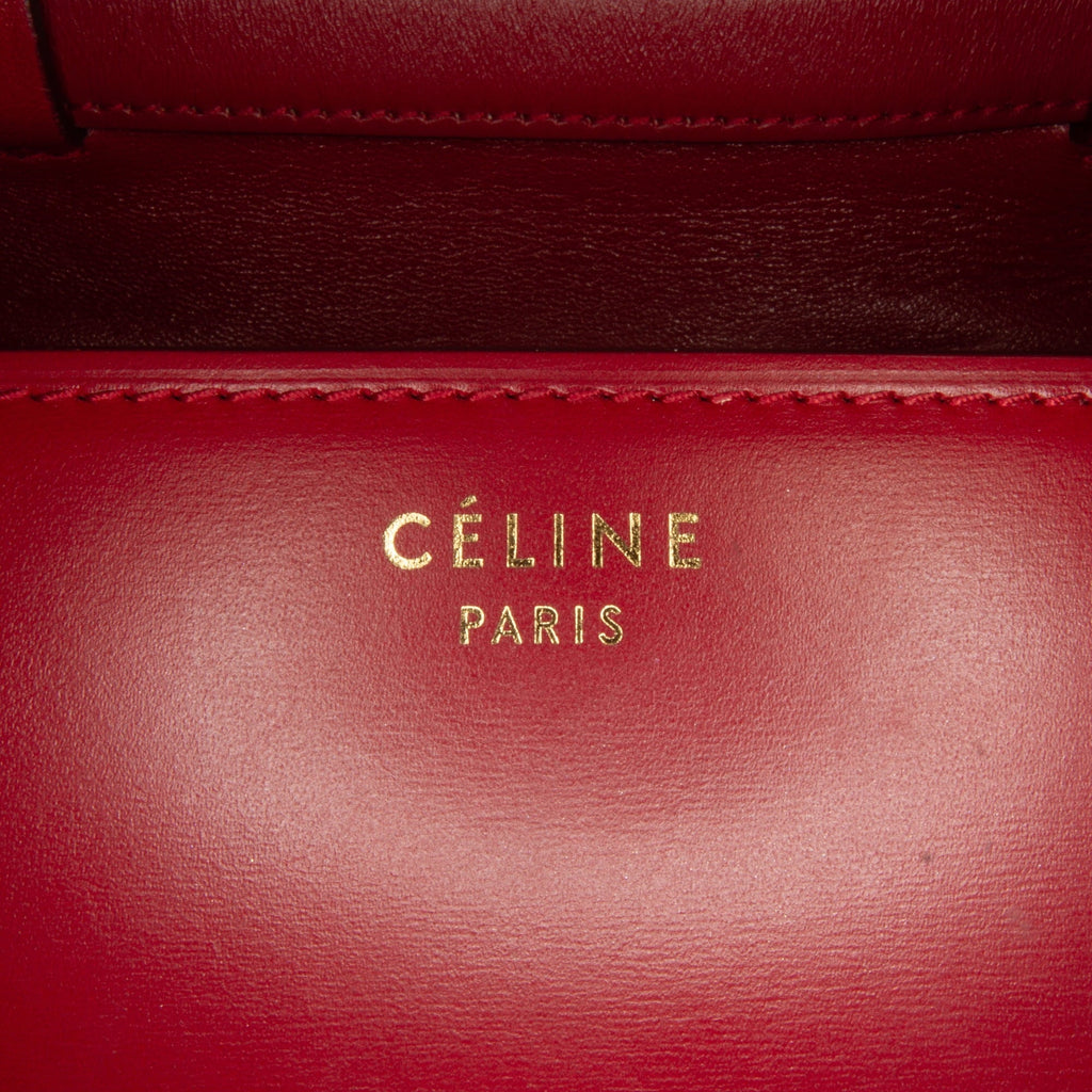 Pre-Owned Authenticated Celine Small Classic Box Calf Leather Red Crossbody Bag Unisex (Good)