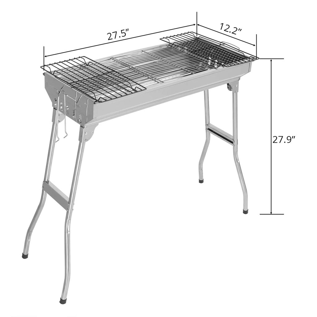 27.5 in Portable Charcoal Grill Upgraded Folding Large Barbecue Charcoal Grill for Party Picnic Travel Home  Outdoor Cooking