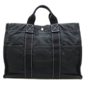 Pre-Owned Hermes Deauville  Ladies Tote Bag Cotton Canvas Black (Fair)