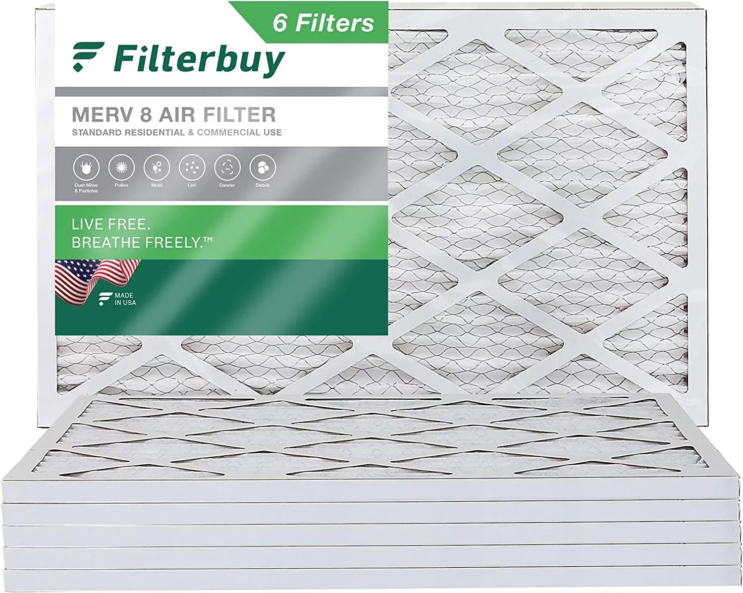 Filterbuy 12x27x1  8 Pleated   Furnace Air Filters (6-Pack)
