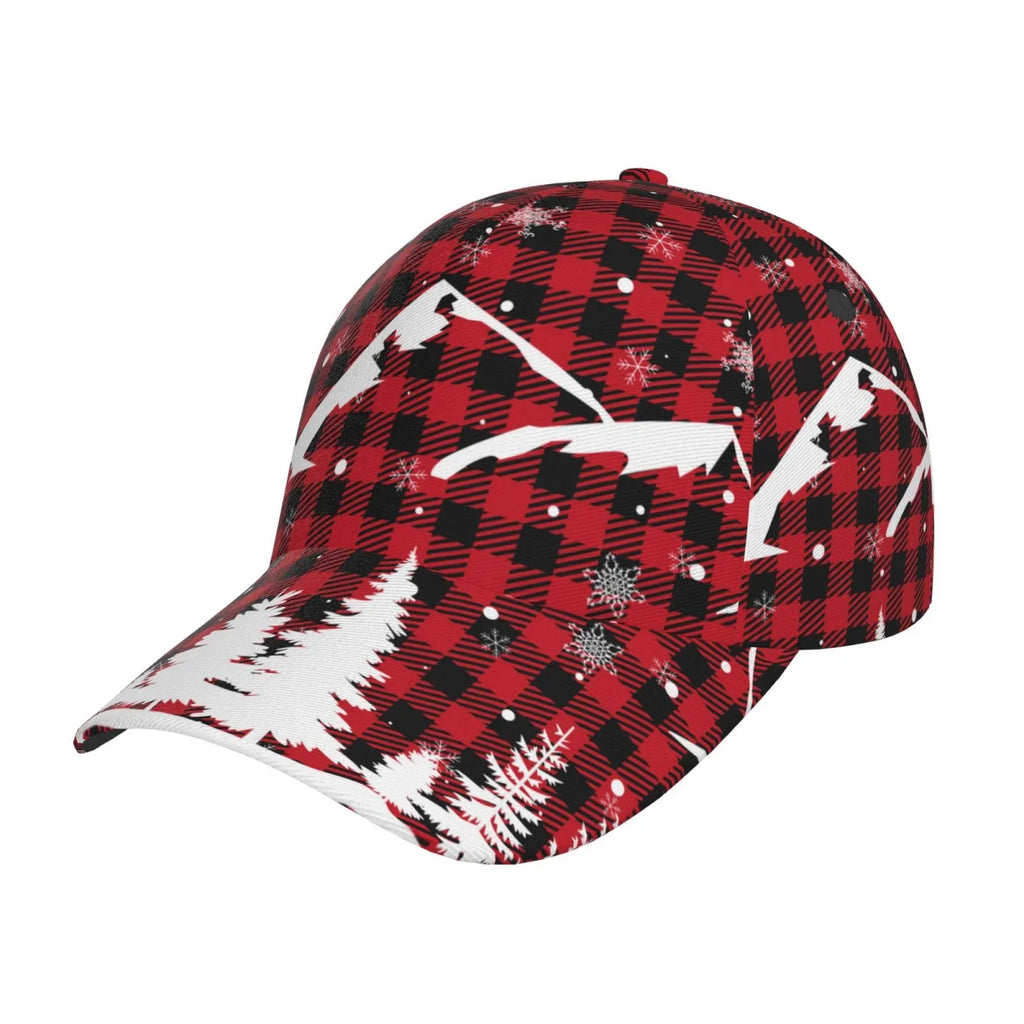Balery Baseball Cap Adjustable Size for Running Workouts and Outdoor Activities All Seasons Dad Hat(Christmas Tree Buffalo Plaid)
