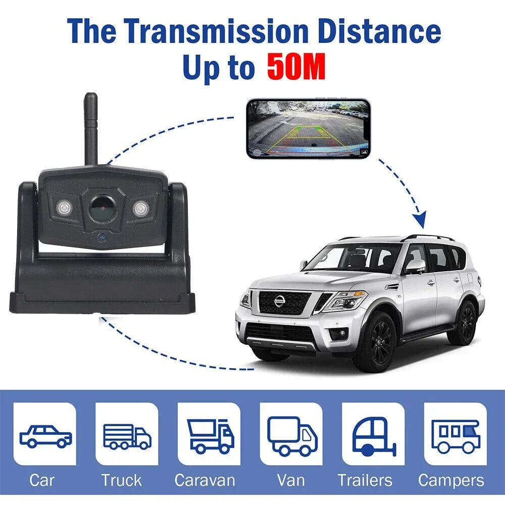 Paddsun Magnetic WiFi Wireless Backup Camera - 9600mAh Battery, Front/Rear View for Enhanced Vehicle Safety