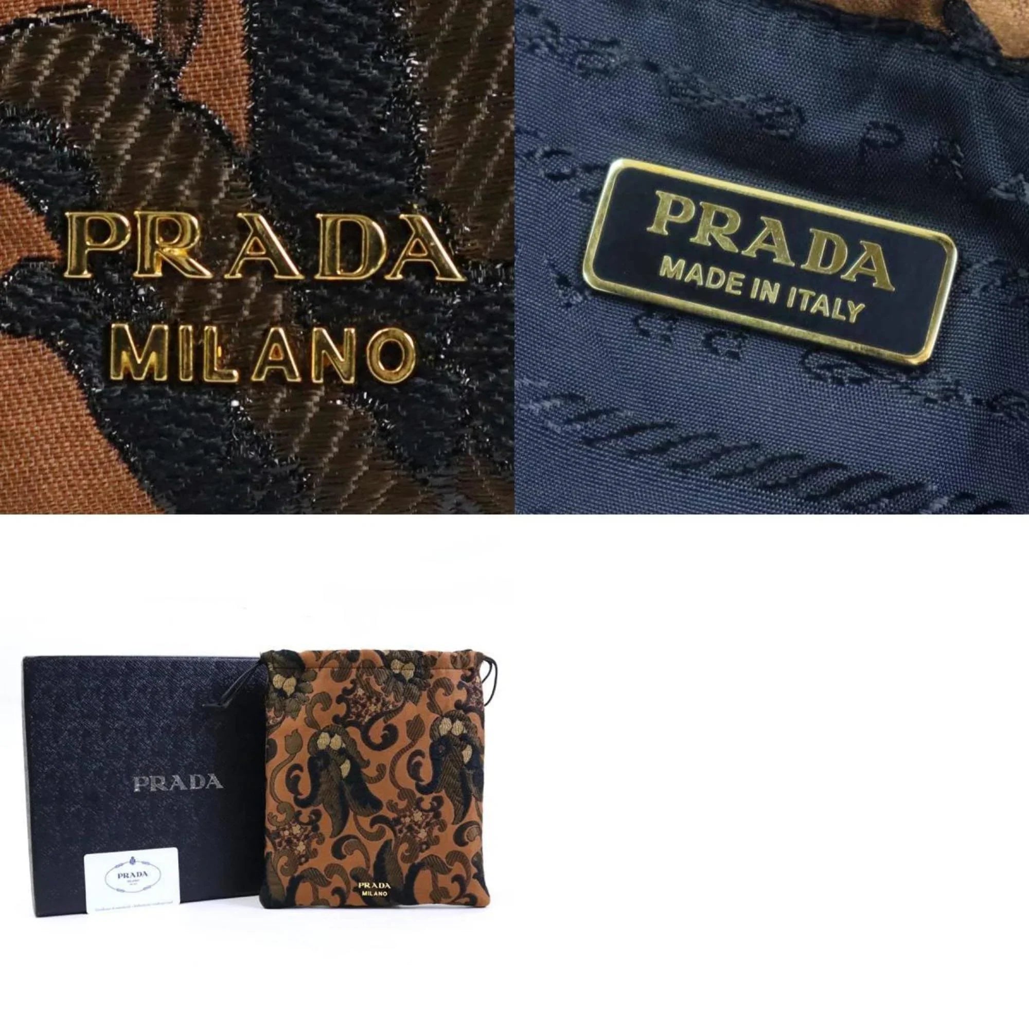 Pre-Owned Prada  Pouch Drawstring Cotton/Acrylic Brown Women's 1MU001 (Good)