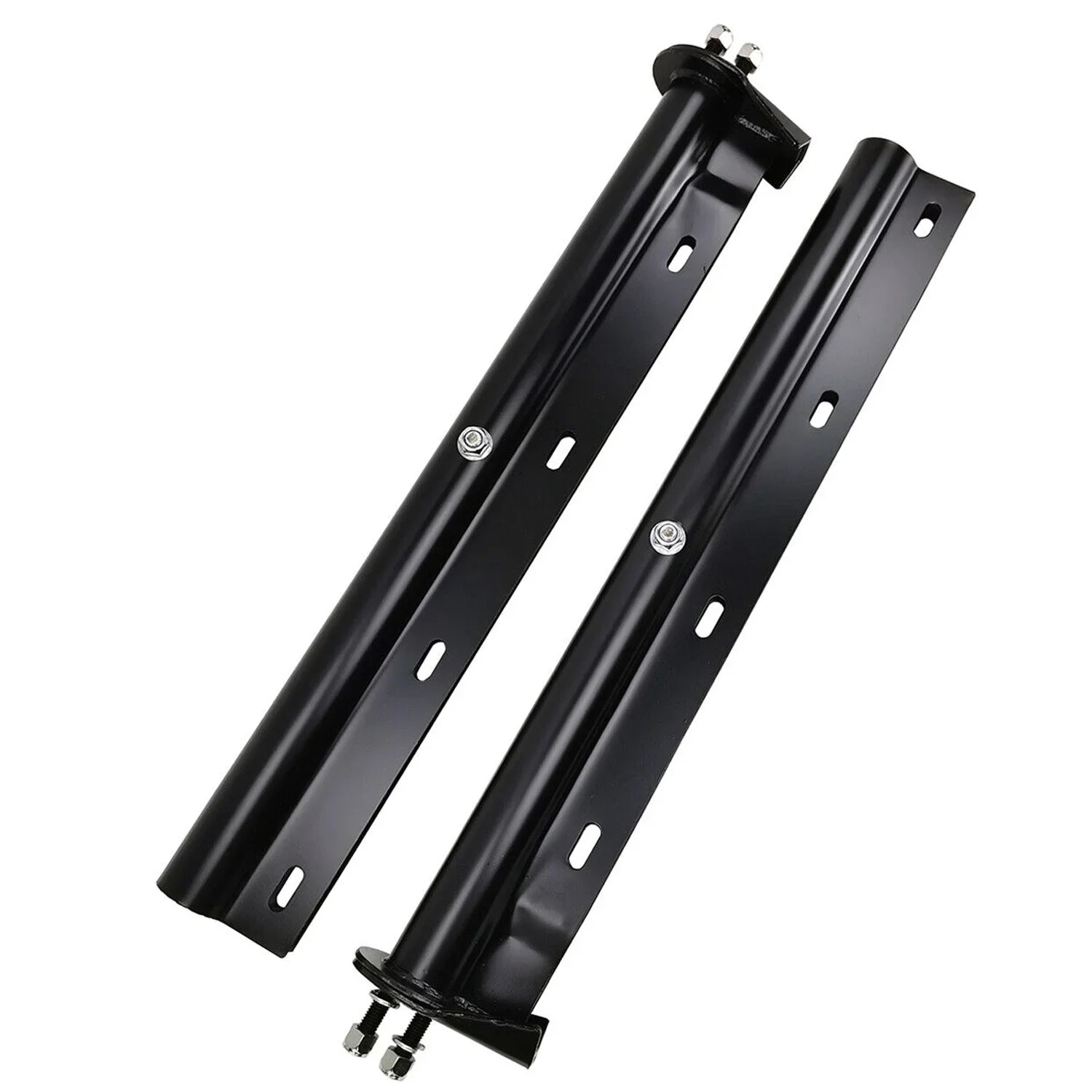 Black Straight Spring Loaded Mud Flap Hanger Bracket Mudflap Holder Set 1-1/8" Bolt Spacing 30" Length for Semi Trucks