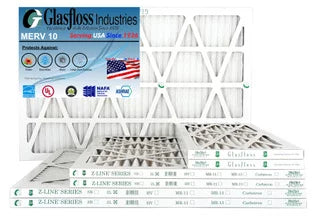 Glasfloss 20x36x1 -  10 -Qty:12 - Furnace Air Filter - Made in  (Actual Size: 19.5 x 36.5x7/8 inch)