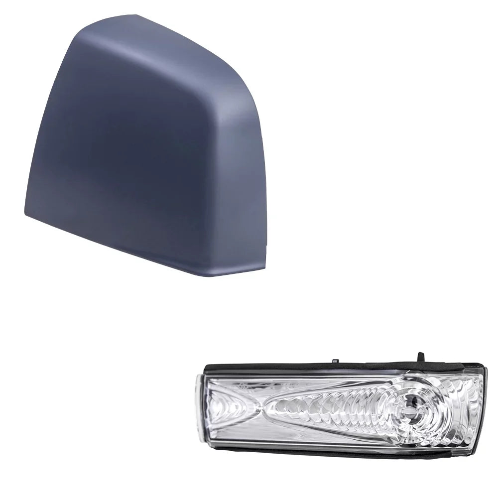 Brock Aftermarket Replacement Driver Left Door Mirror Cover Paint To Match Gray And Turn Signal Light Set Compatible With 2015-2021  Promaster City /Tradesman