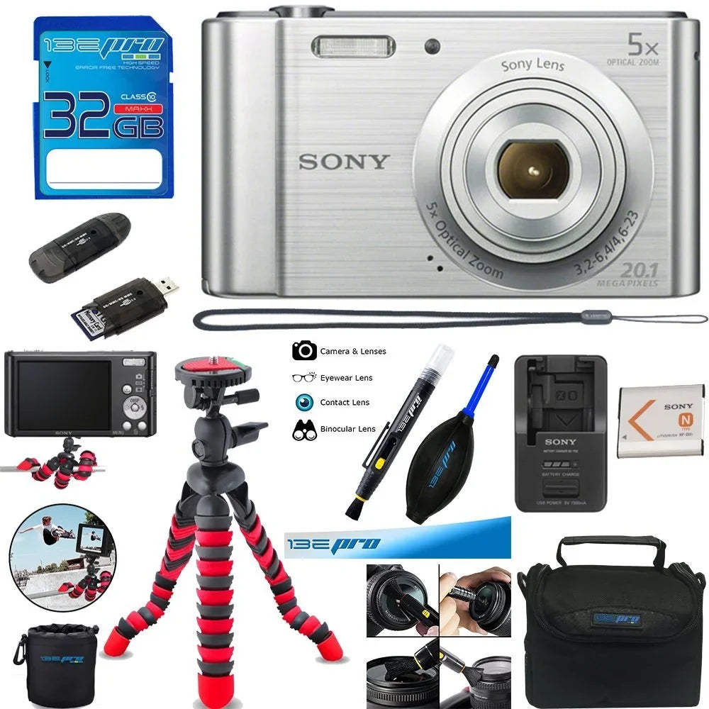 Sony Cyber-shot -W800 Digital Camera (Silver) + Deal-Expo Accessories Bundle