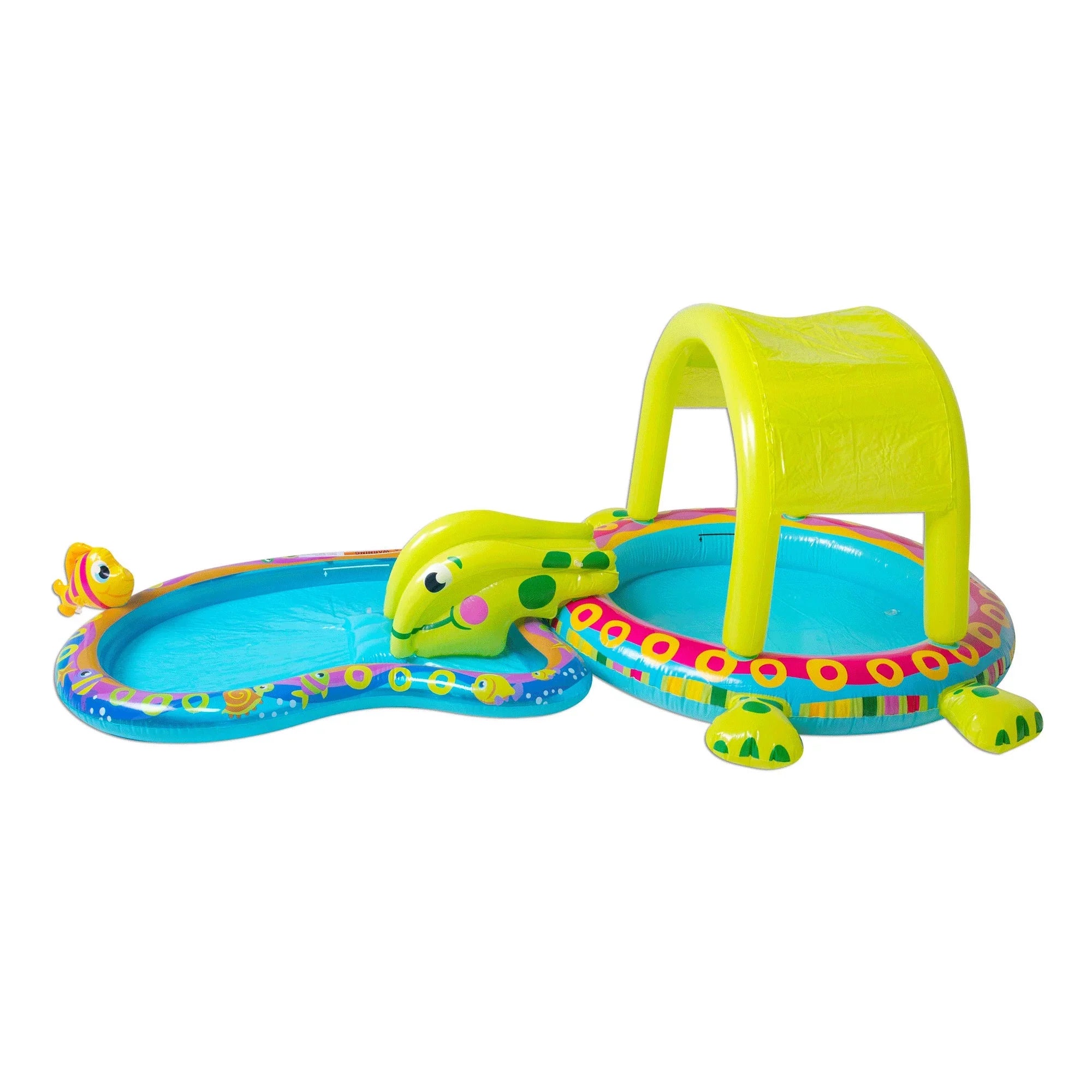Banzai Shade 'N Slide Turtle Inflatable Kiddie Splash Pool with Sprinkler