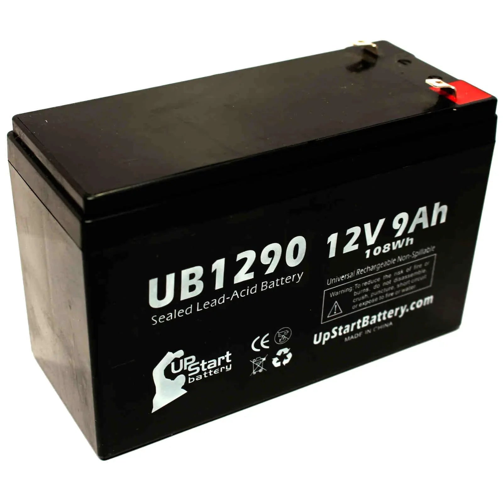 4x Pack - Compatible Kontron 7640  Battery - Replacement UB1290 Universal Sealed Lead Acid Battery (12V, 9Ah, 9000mAh, F1 Terminal, , ) - Includes 8 F1 to F2 Terminal Adapters
