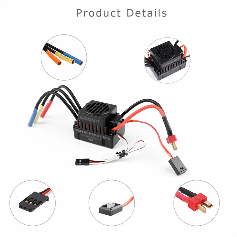 GoolRC  Accessory,Motor 45a F540 4370kv Motor With 45a Motor And 45a Set 110 1/10 Remote Car 45a Esc Combo Set Car MotorCar 45a 110waterproof MotorCombo F540 Waterproof Rookin 1/10