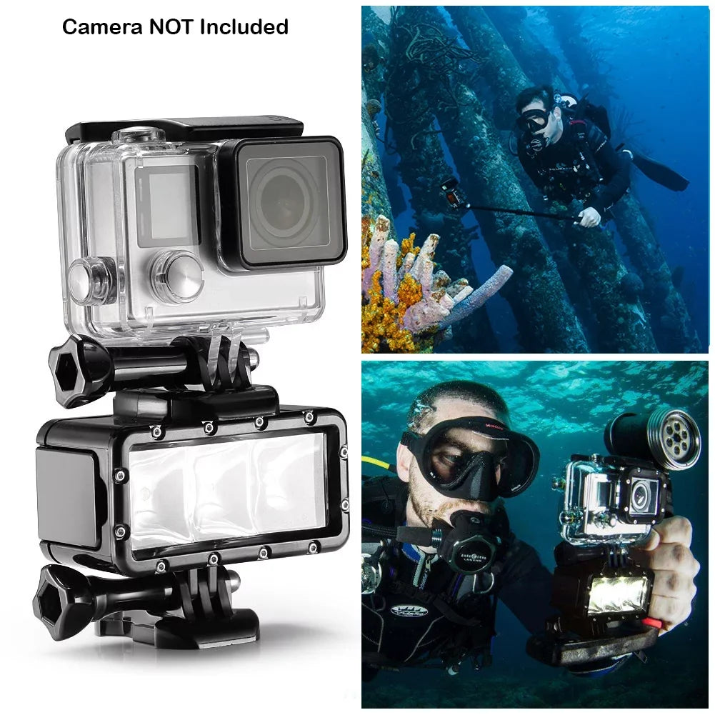 Opteka Goggles Scuba Diving Mask + Waterproof  Flash Light for GoPro HERO4, HERO3, HERO2 Black, Silver, Session, SJ6000, SJ4000 and Similar Action Cameras