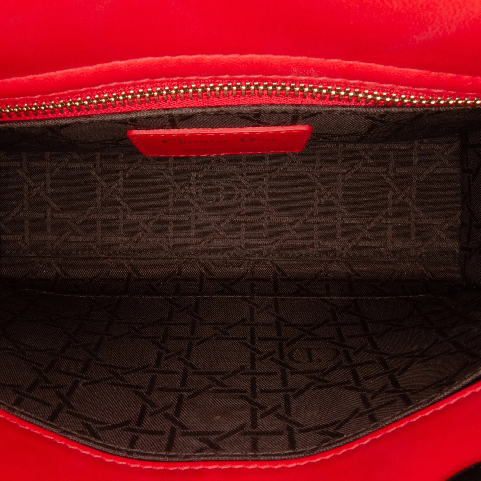 Pre-Owned Authenticated Small Lambskin Cannage My ABCDior Lady Dior Leather Red Satchel Unisex (Good)
