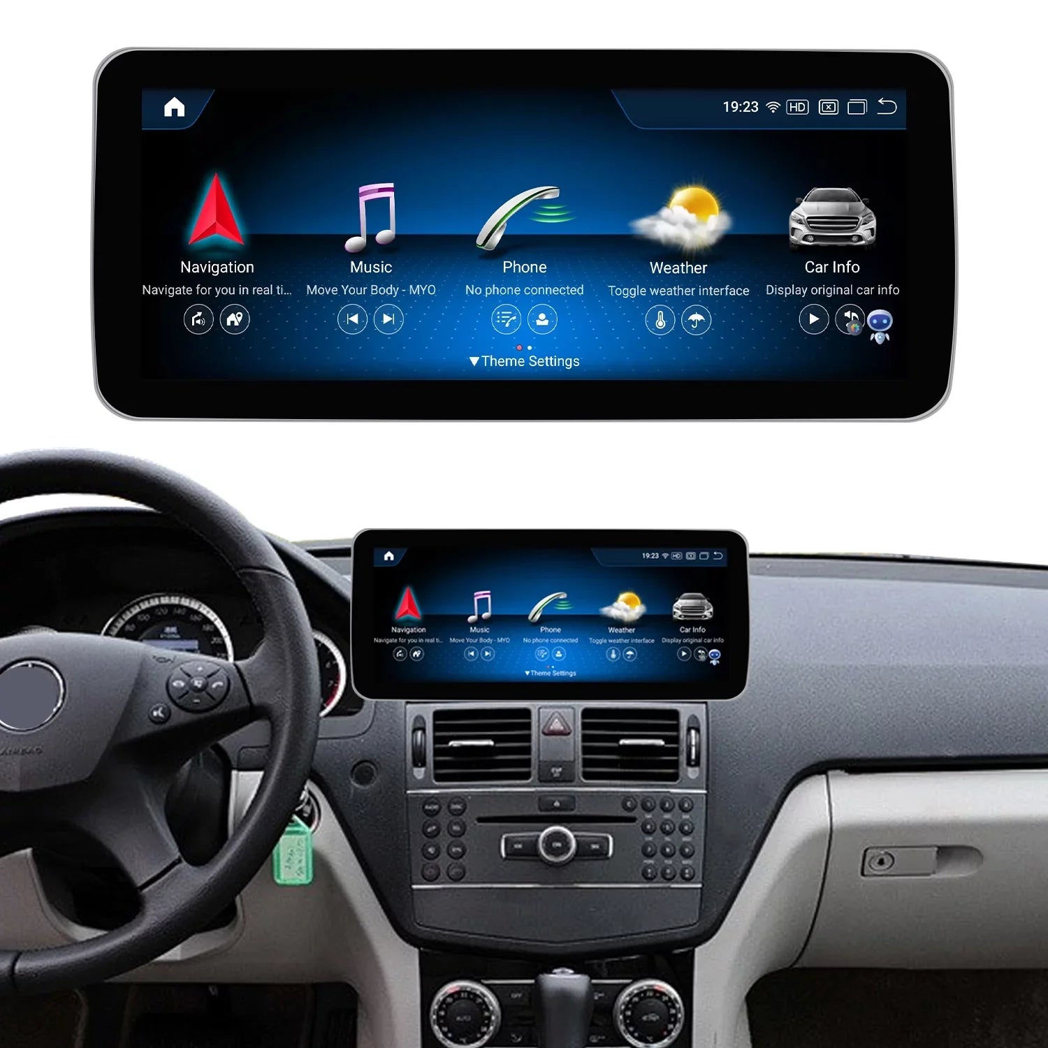 Road Top Android 13 Touch Screen Car Stereo 10.25" 8GB+256GB Car Touch Screen for Mercedes Benz C Class W204 2011-2014 Year with NTG4.5/4.7, Supports Wireless Wired CarPlay Android Auto Mirrorlink