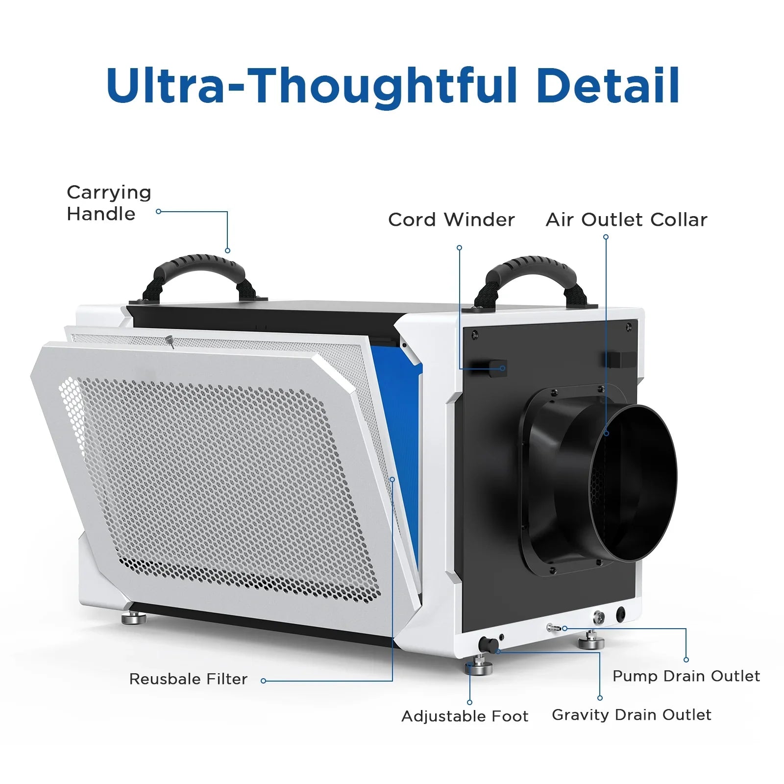 Moiswell 235 Pints Commercial Dehumidifier - Efficient Pump and Drain Hose, Perfect for Crawl Spaces, Basements, Industrial Areas, and Job Sites - 5-Year Warranty Included