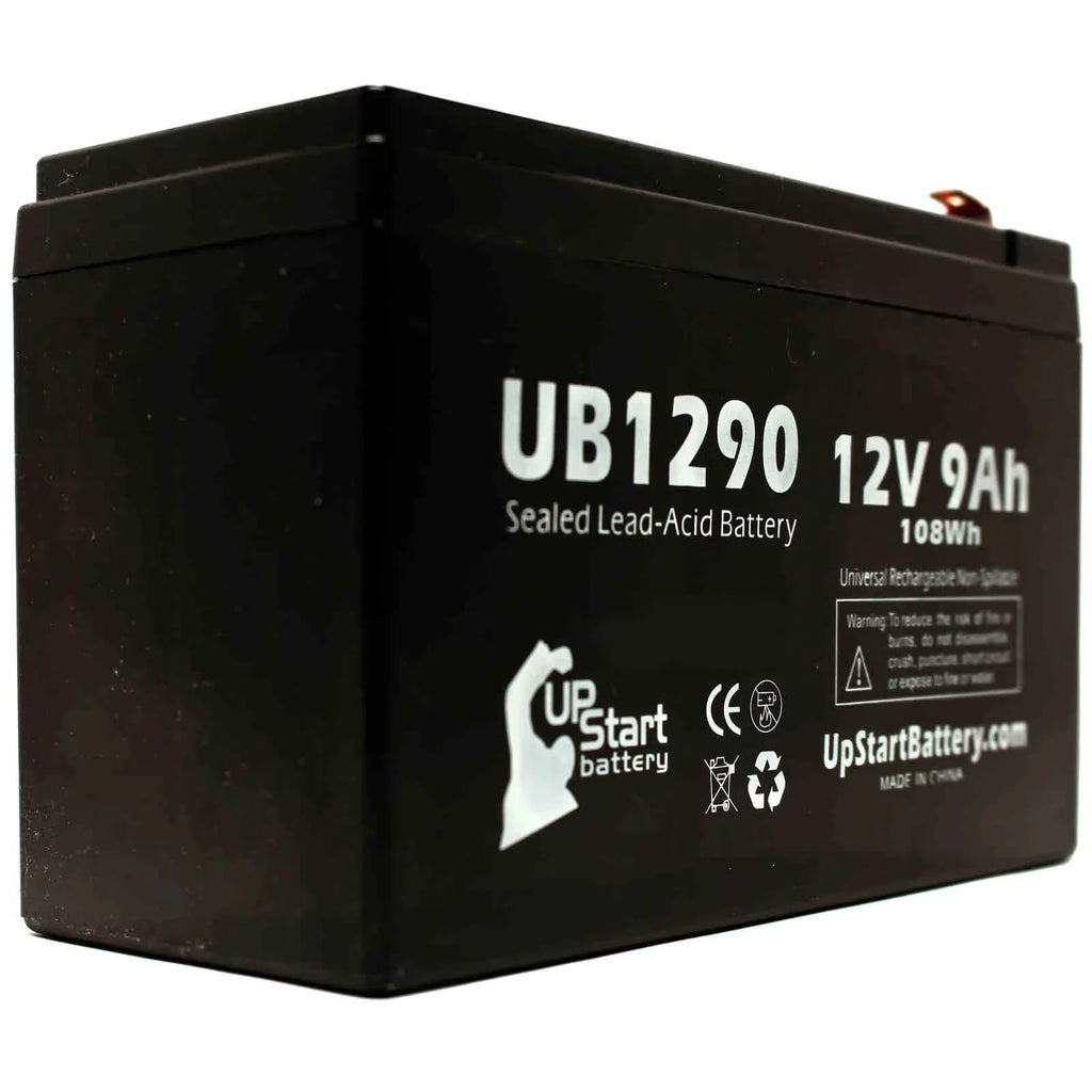 4x Pack - Compatible Kontron 7640  Battery - Replacement UB1290 Universal Sealed Lead Acid Battery (12V, 9Ah, 9000mAh, F1 Terminal, , ) - Includes 8 F1 to F2 Terminal Adapters