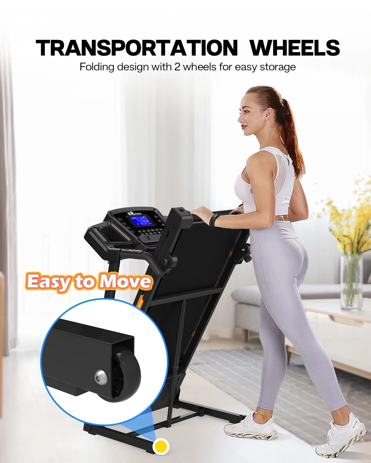 Folding Treadmill for Home with Incline / Bluetooth, 3.5HP 330lb Weight Capacity Portable Electric Treadmill for Home Gym Exercise Running Walking Easy Assembly Orange