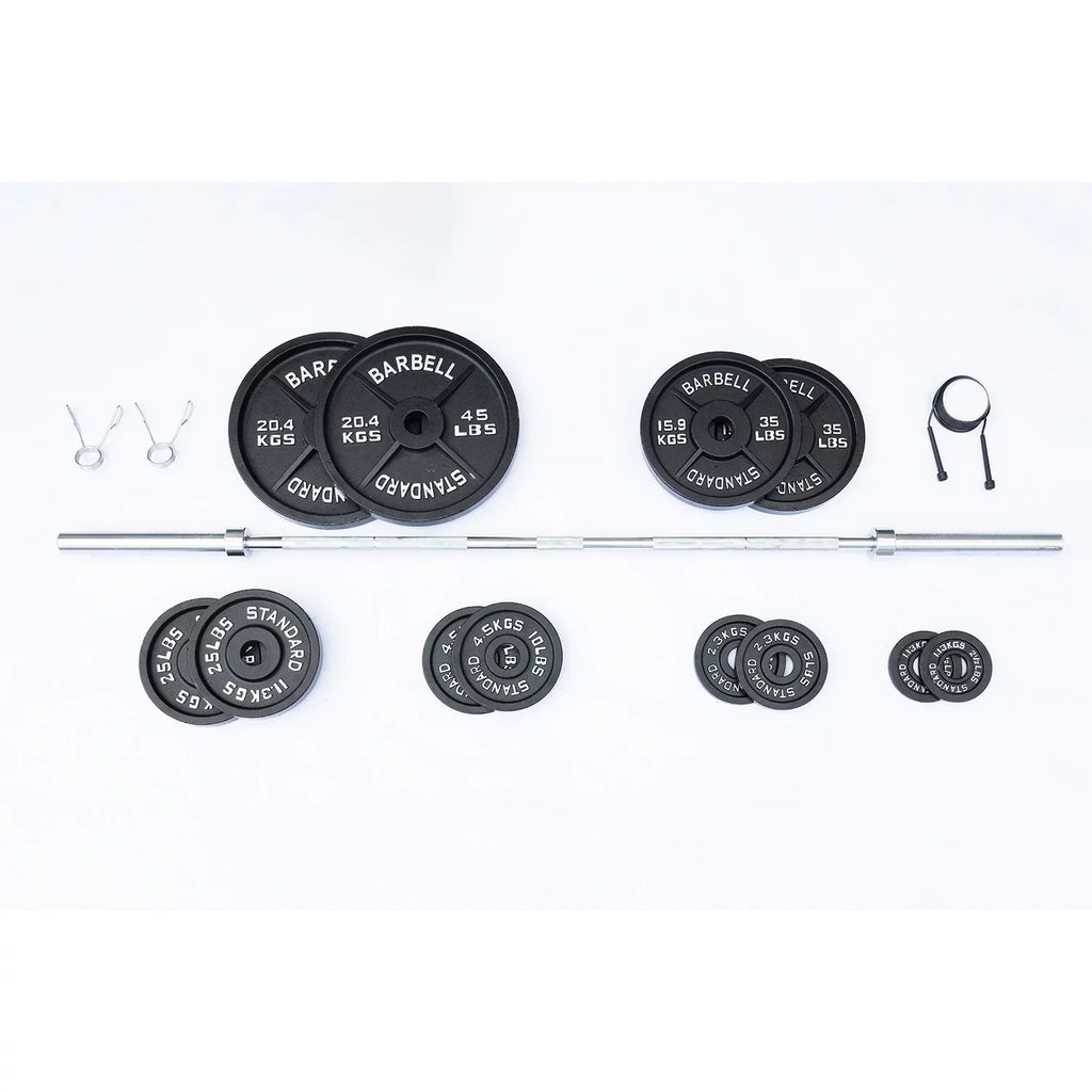 McCarty Fitness Supply Fortek 300 Lb Olympic Weight Plate Set and Barbell