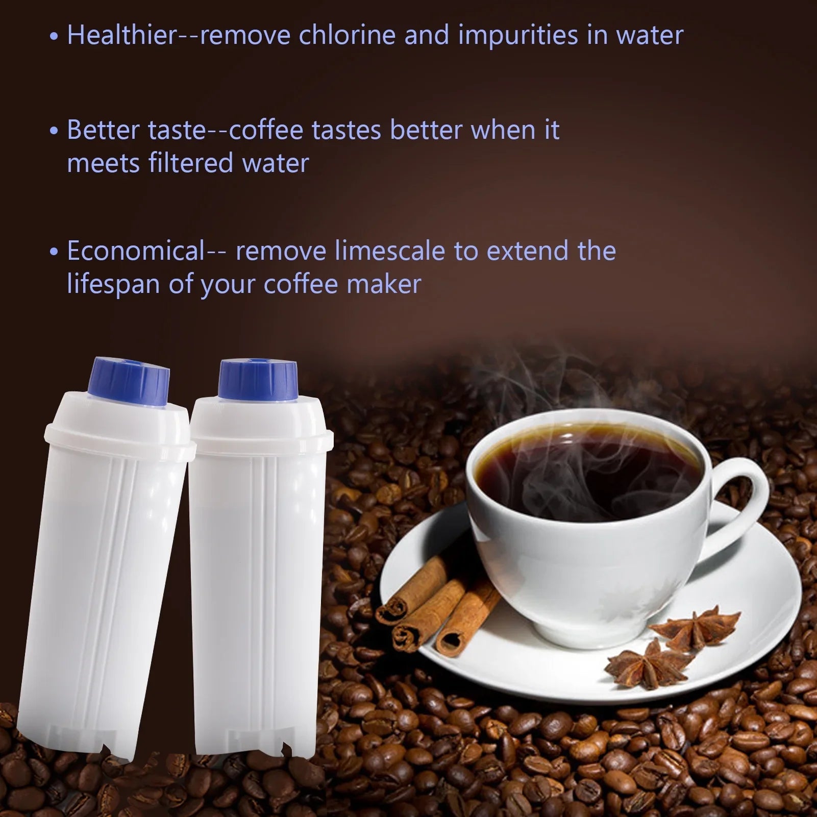 4Pcs Coffee Replacement Filter Cartridge Replacement Filter Coffee Filter Compatible with Delonghi  C002 Maker Machine Coffee Machine Accessory Filter for Coffee Maker
