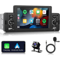 Podofo Single 1 Din 5'' Touch Screen Car Stereo Radio with Apple Carplay Android Auto Mirror Link  Car MP5 Multimedia Player Bluetooth   Audio Receiver , Backup Camera Included
