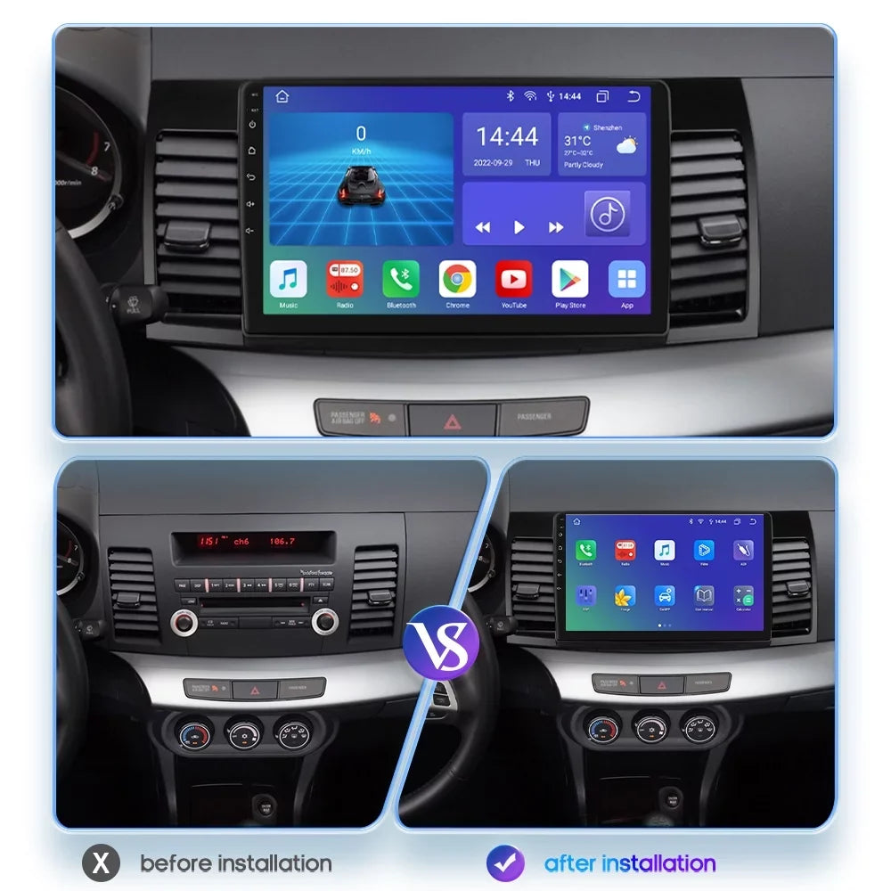 10.1" Android 12  Navigation 2+32GB Car Stereo Radio Head Unit Carplay For Mitsubishi Lancer 2007-2012