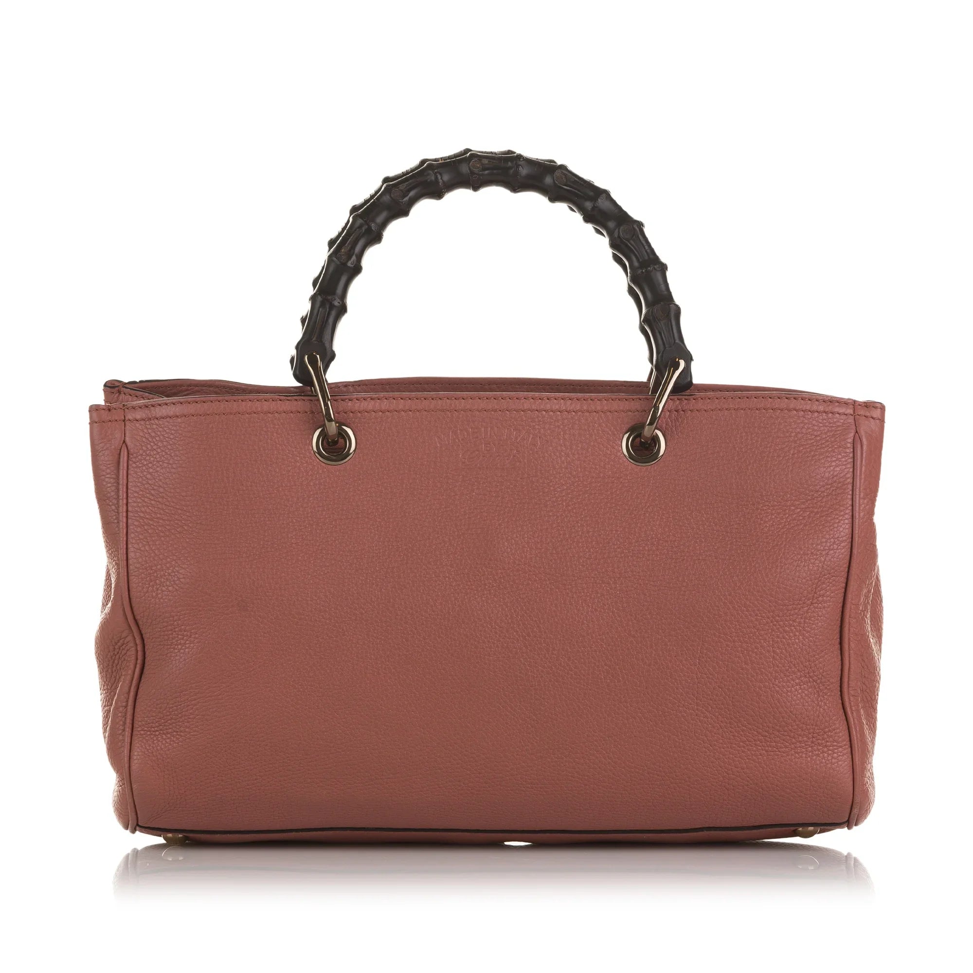 Pre-Owned Authenticated Gucci Bamboo Shopper Satchel Calf Leather Pink Unisex (Fair)