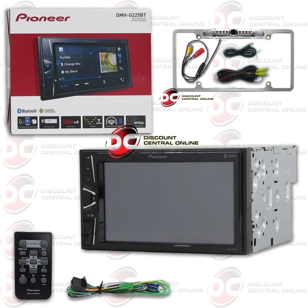 Pioneer 2- 6.2" Touchscreen Digital Media Car stereo  Bluetooth + Remote with DiscountCentralOnline FL09CH Full License plate Night vision Waterproof back-up camera