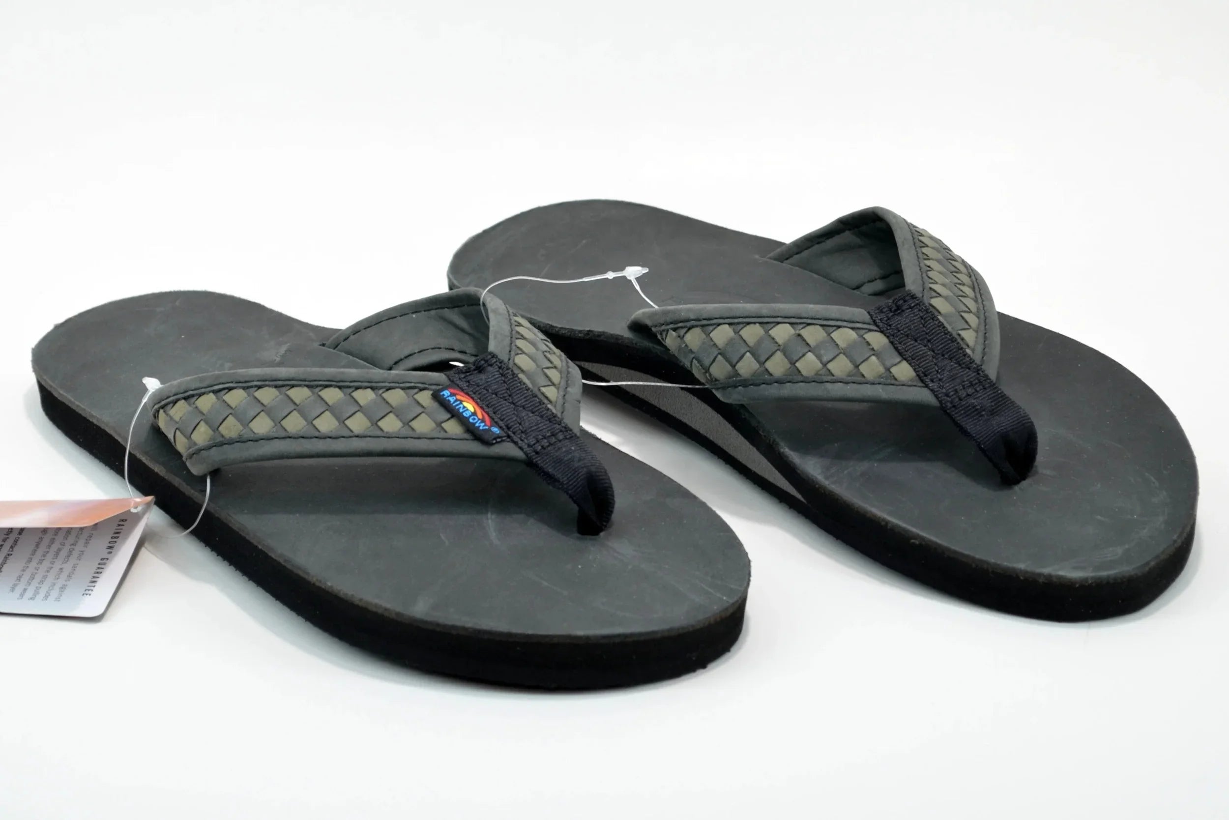 Rainbow Luxury Leather Wide Strap The Bentley Black Gray Men's Sandal