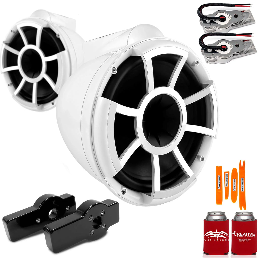 Wet Sounds for   - REV10 10" White Swivel Mount Tower Speakers &   Tower Adapters