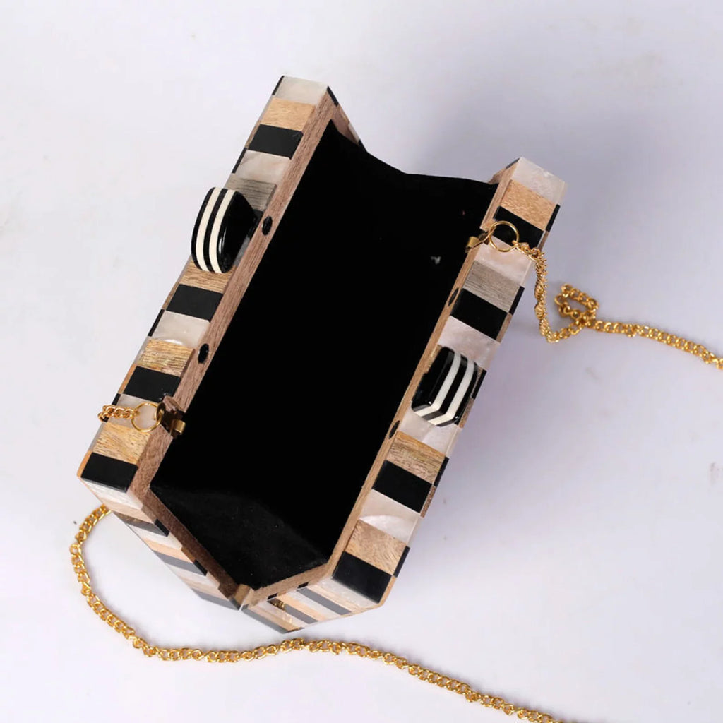 Different Craft India Wooden Inlay Acrylic Clutch Bag for Women