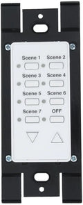 Leviton HXC7S-1TW  Seven-Scene 12 Address, Scene Dim/Bright, Off Wall Mounted Dimming Switch Controller, Green Line, 2-Way Communication, White