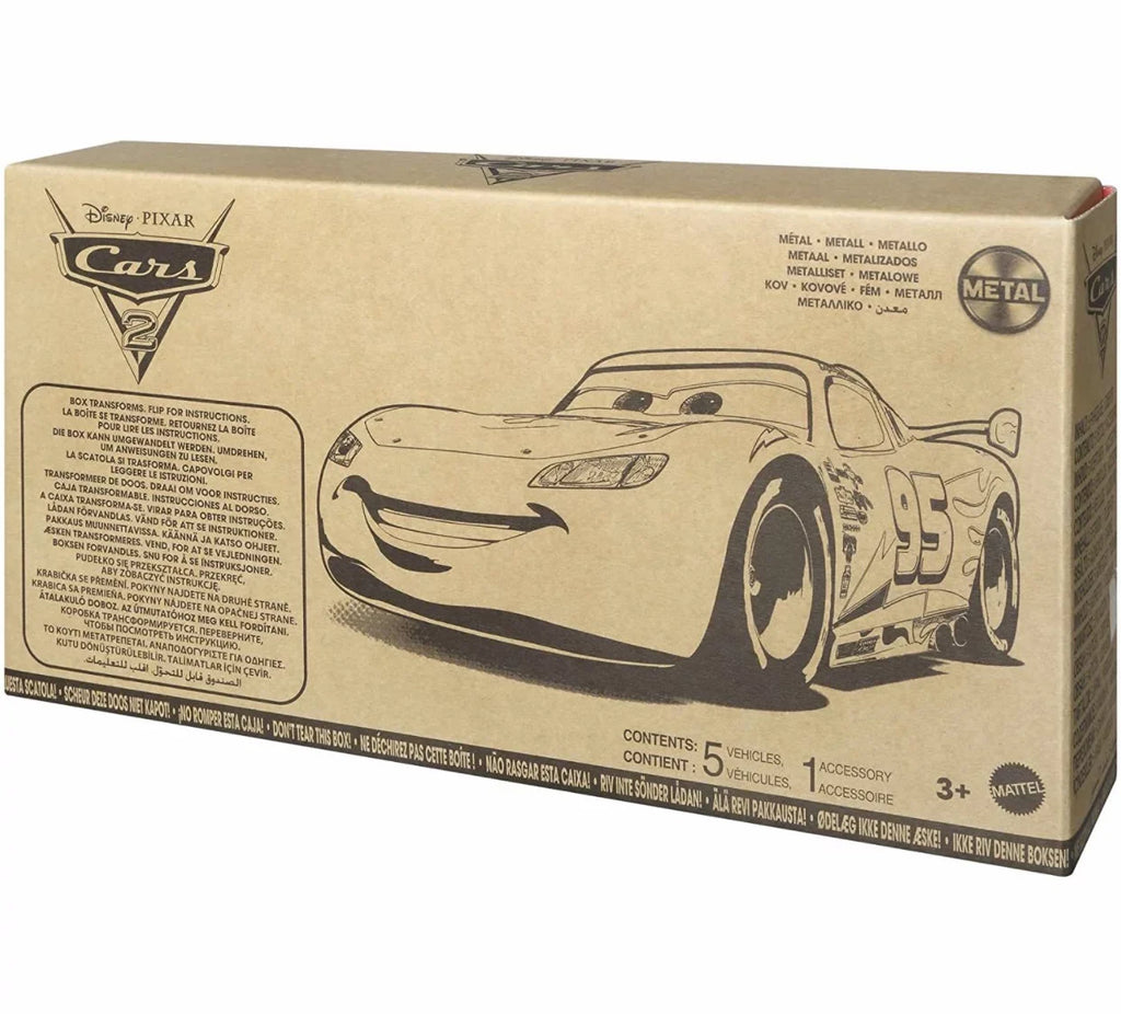 Disney and Pixar Cars 2 Vehicle 5-Pack Collection, Set of 5 Collectible Character Cars & Tool Cart Inspired by The World Grand Prix from The Movie Cars 2, Gift for Kids & Fans Ages 3 Years Old & Up