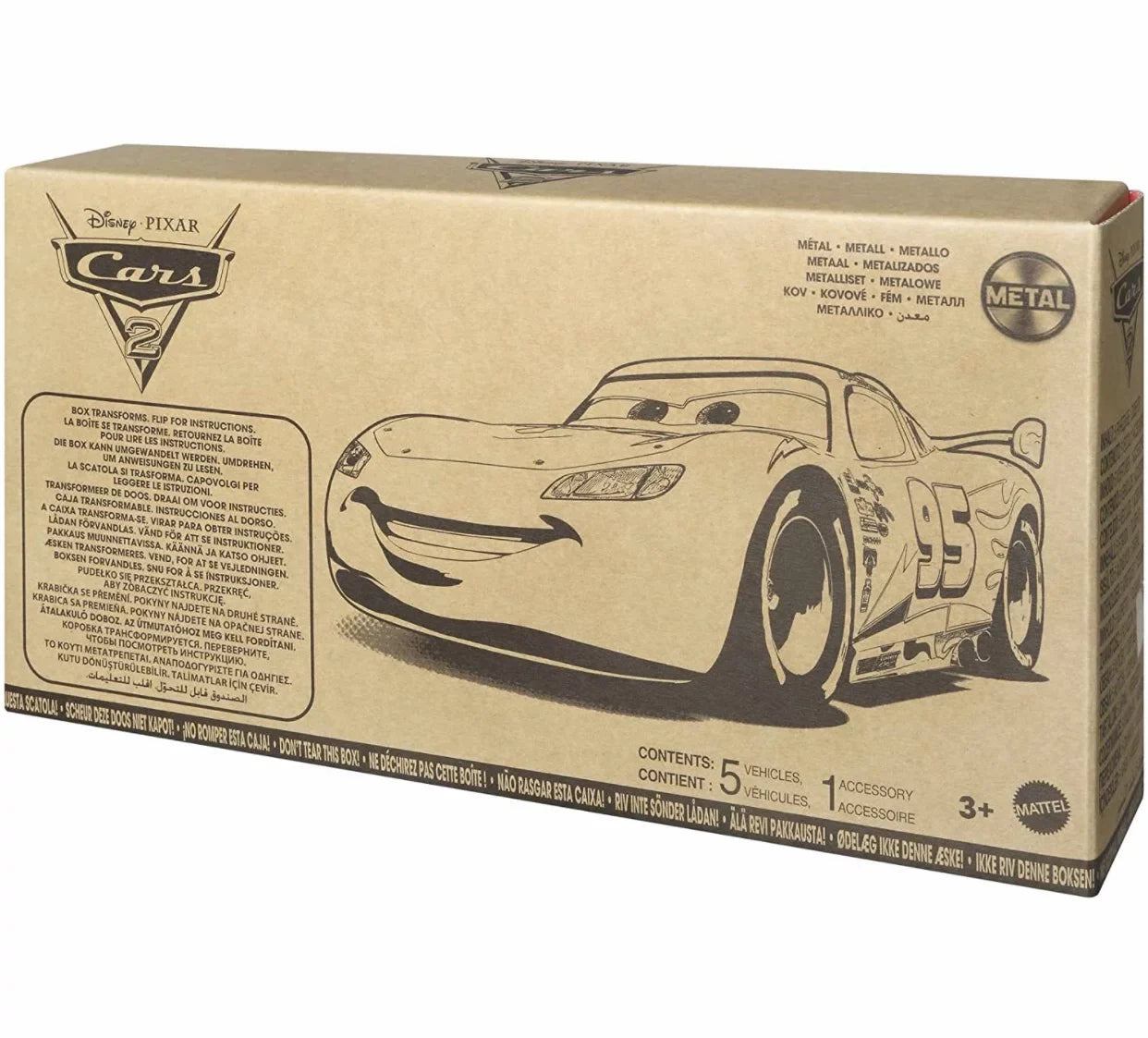 Disney and Pixar Cars 2 Vehicle 5-Pack Collection, Set of 5 Collectible Character Cars & Tool Cart Inspired by The World Grand Prix from The Movie Cars 2, Gift for Kids & Fans Ages 3 Years Old & Up