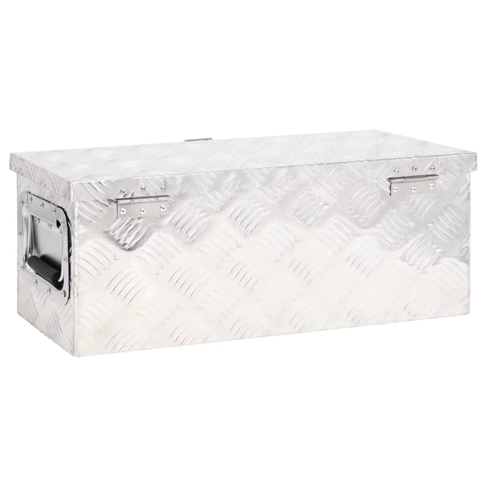 Anself Aluminum Tool Box Truck Toolbox Lockable Underbody Organizer Storage Case Trailer Box Silver for Vehicle, Garage, Camping Trip 23.6 x 9.3 x 9.1 Inches (L x W x H)