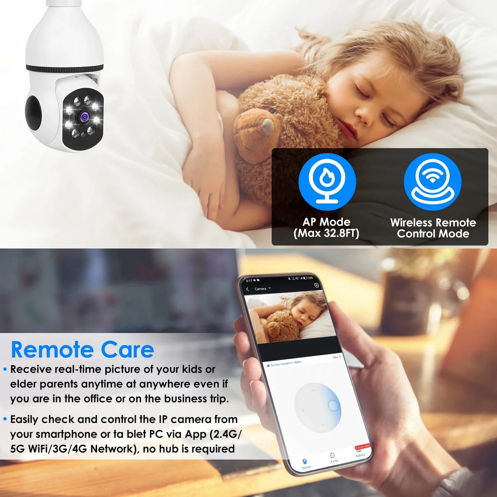 Electric Security Surveillance Camera iMounTEK 1080P  Wireless E27 WiFi Bulb Camera 360 Degree Panoramic Motion Tracking Alarm Two-Way Audio Night Vision  Control