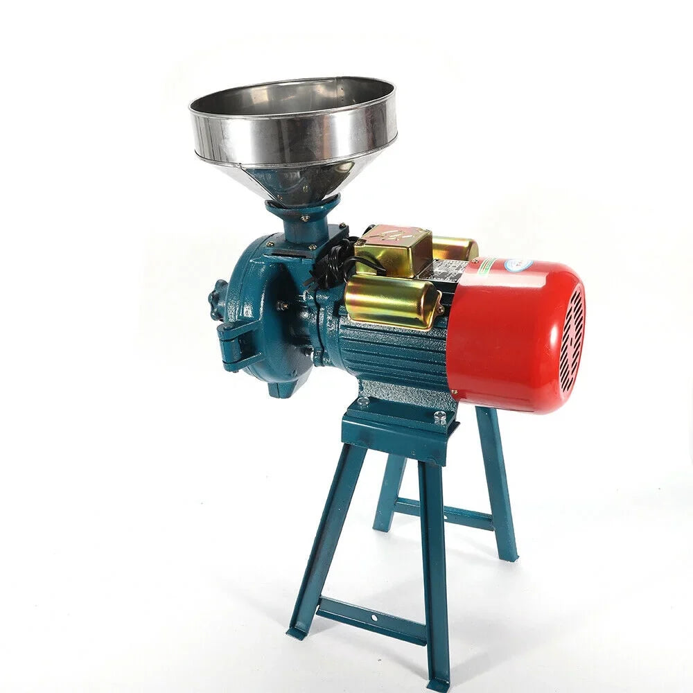 ZhdnBhnos 2200W 220V Electric Grain Flour Grinder Mill Commercial Heavy Duty Corn Wheat Cereal Dry Feed Grinder Pulverizer Machine w/ Funnel 1400r/Min