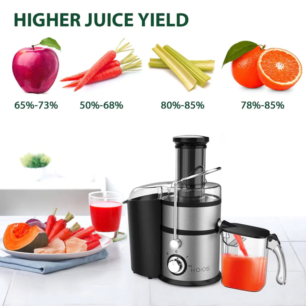 Koios Centrifugal Fruit & Vegetable Juicer w/ Extra Wide Feed Chute, Black