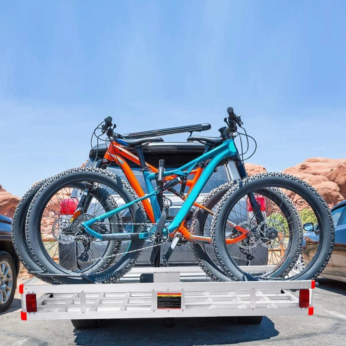 Hitch Cargo Carrier Fits 2” Receiver, 60” x 22” x 7” Mount Luggage Rack, Aluminum Trailer Vehicle Cargo Basket for , Truck, Car, 500LBS Capacity