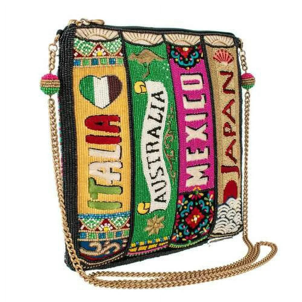 Mary Frances Well Traveled Black Books Spring Beaded Crossbody Handbag