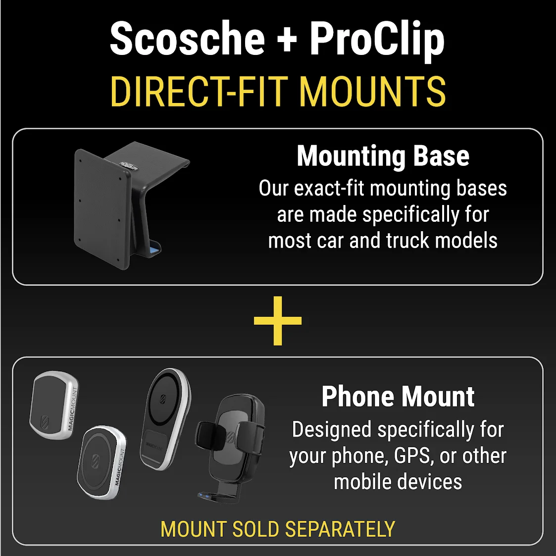 Scosche PC855014 ProClip Center Dash Mount Compatible with 2014-2018 Chevy Silverado 1500 Series (Mounting Base Only)