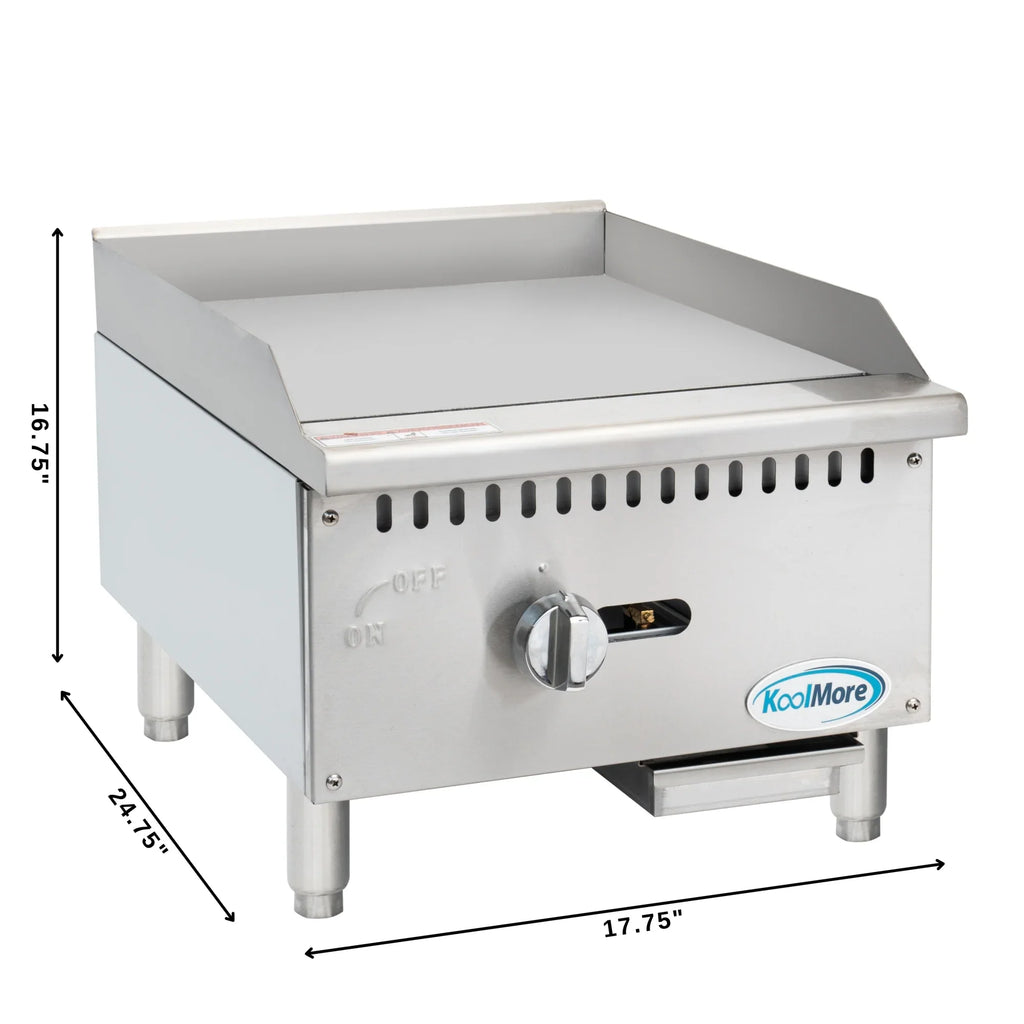 18 in. Natural Gas 1-Burner Griddle with 30,000  in Stainless-Steel (-GG1-18M)