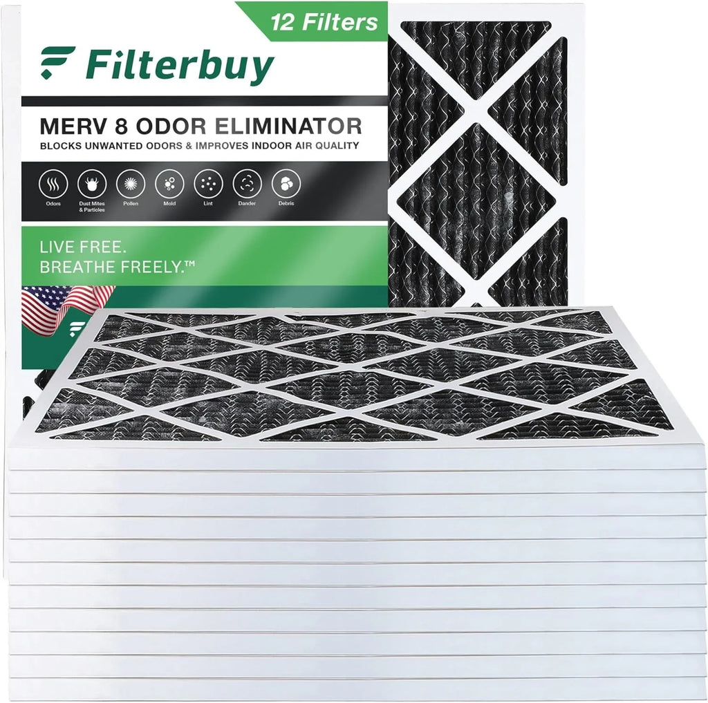 Filterbuy 18x18x1  8 Odor Eliminator Pleated   Furnace Air Filters with Activated Carbon (12-Pack)