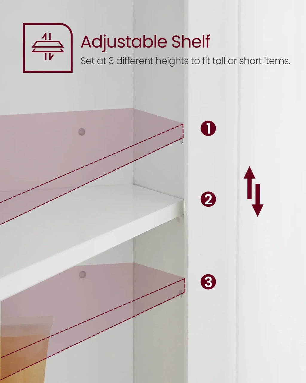 Floor Cabinet Bathroom Storage Cabinet with 2 Doors and 4 Adjustable Shelves Tall Corner Cabinet Modern Farmhouse Design, White