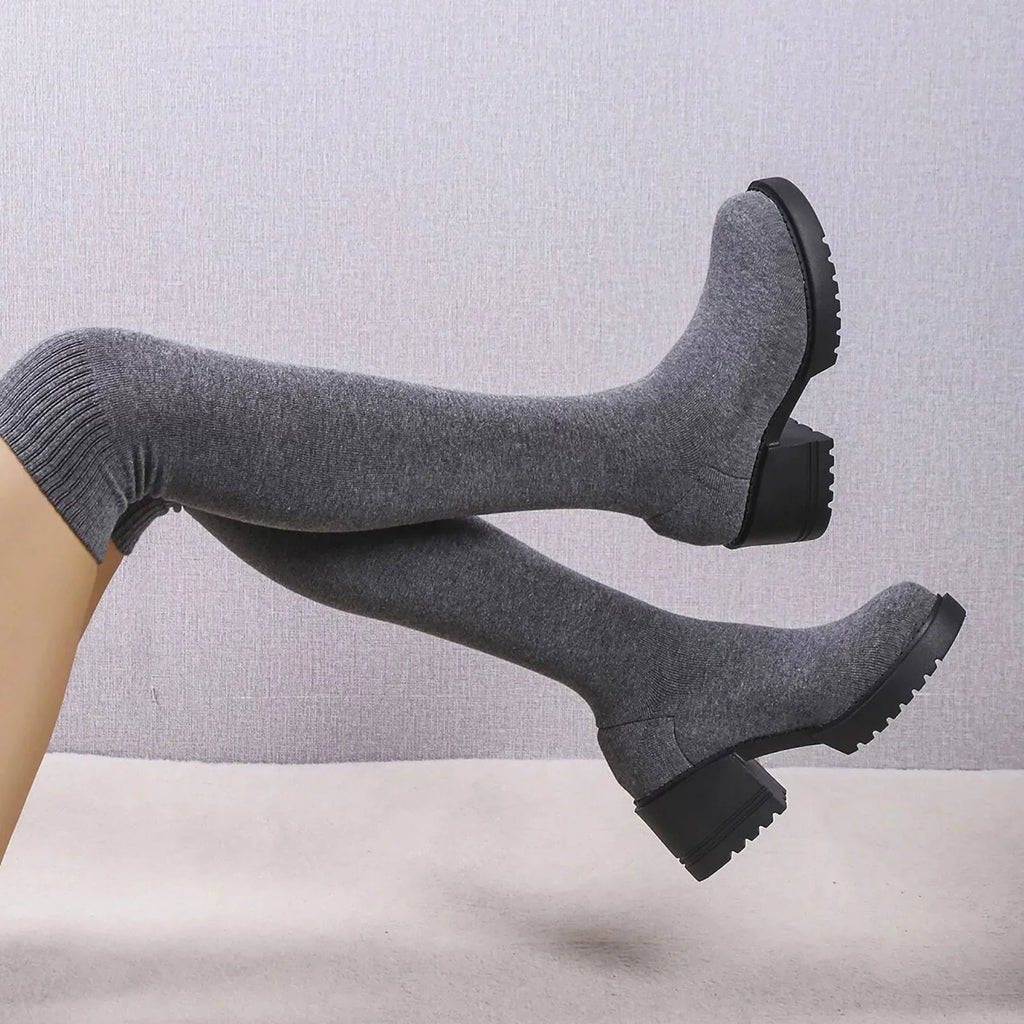 Pull on Work Boots Women Minimalist Heeled Sock Boots Long Boots Ladies Knee Length Boots Buckle Winter Boots for Women Waterproof Snow Size 11