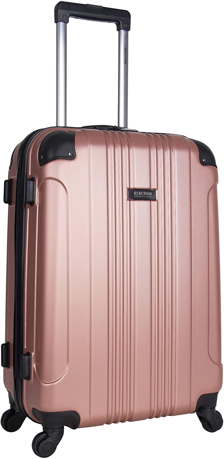 Kenneth Cole  Out Of Bounds Lightweight Durable Hardshell 4-Wheel Spinner Cabin Size Travel Suitcase, Rose Gold, 24-Inch Checked