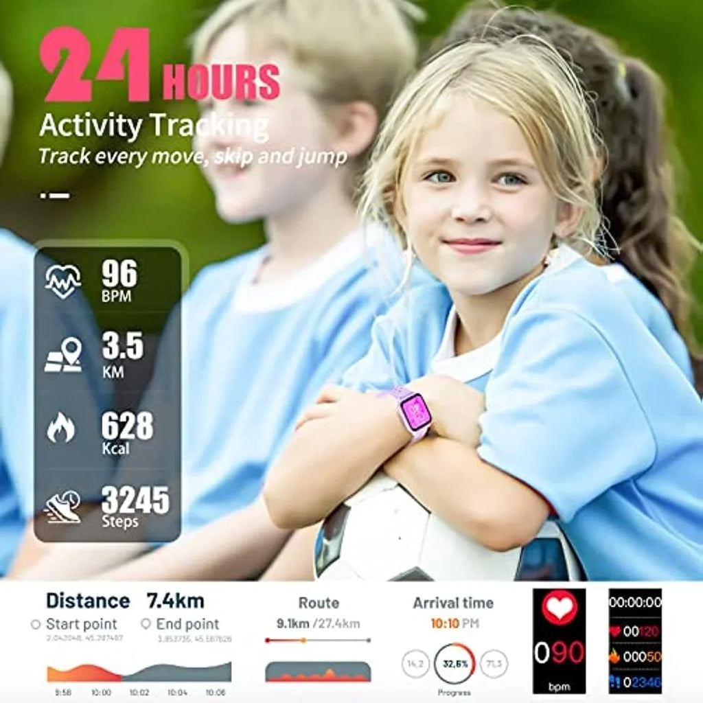 Kids Smart Watch for Girls Boys, IP68 Fitness Activity Tracker Watch with Sleep Mode, Pedometers,Waterproof Kids Watch with 20 Sports Modes, Great for Age 6+ Kids Teens（A Purple）