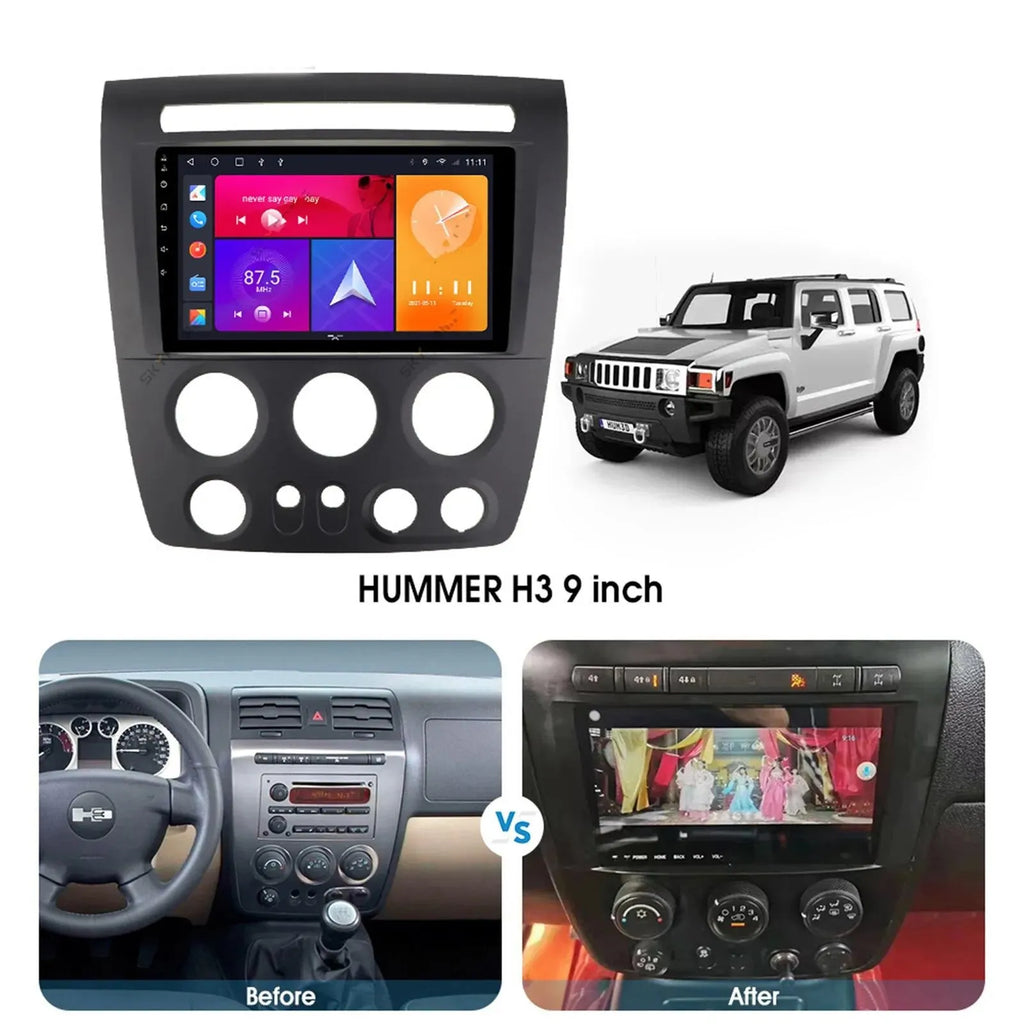 9" 1280*720  2+32GB Android 13 Apple CarPlay Car Stereo Radio  Navi Fit Hummer H3 2005-2010