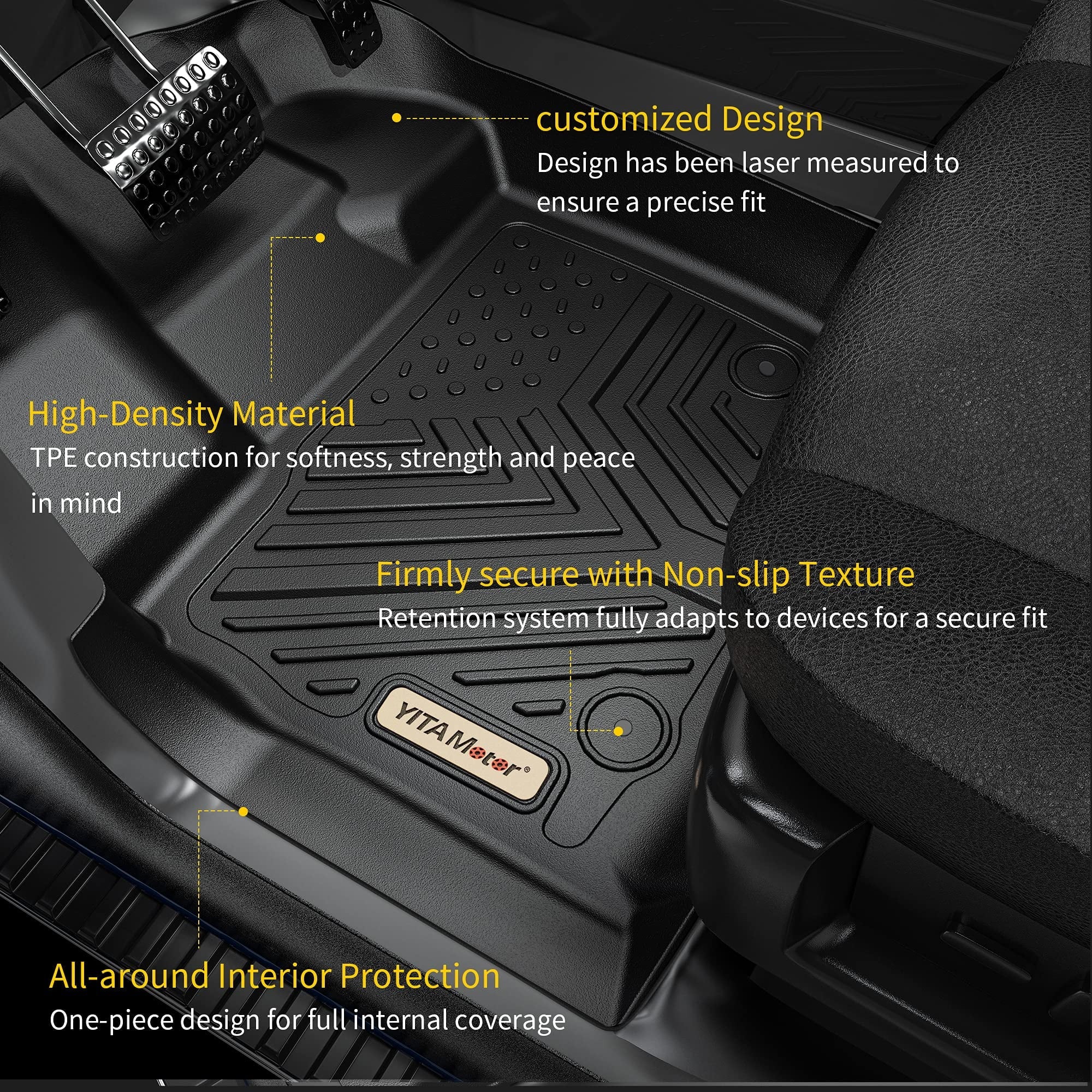 Ledkingdomus Floor Mats 3 Row Liner Set Black for 2017-2021 Chrysler Pacifica 1st 2nd 3rd Floor Liners all weather