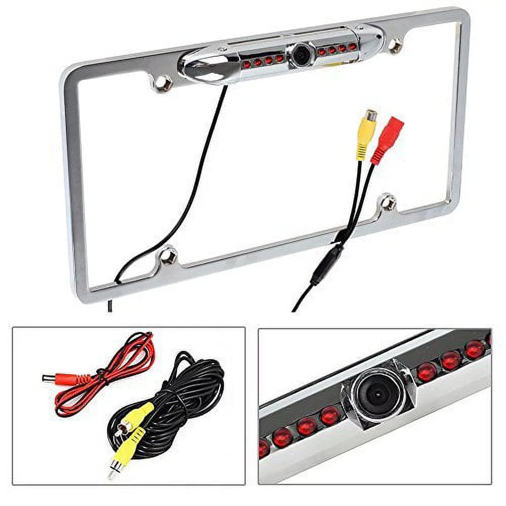 Cache Night Vision 170Ã‚Â° Viewing Angle Universal Car License Plate Frame Mount Rear View Camera, 8   - Silver
