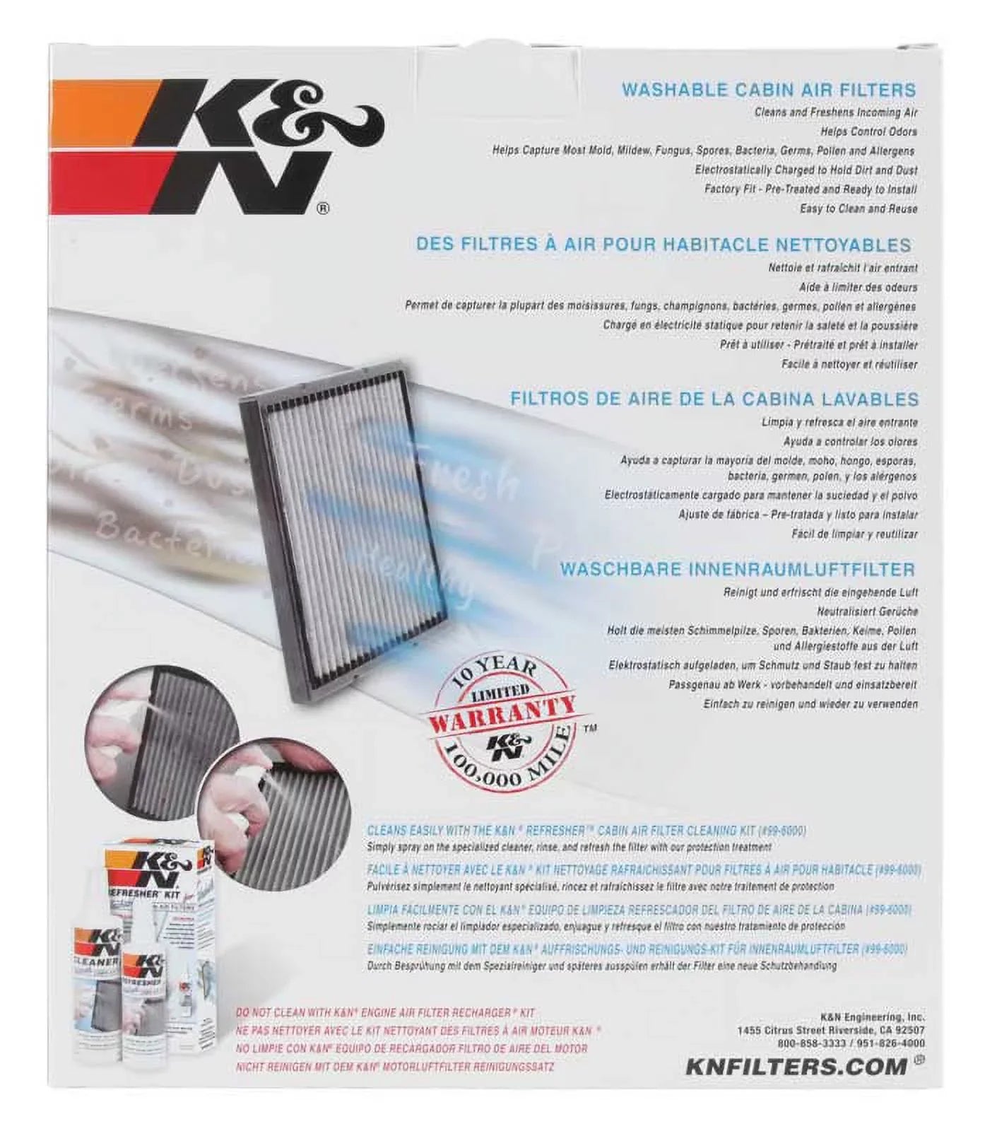 K&N VF2014 Washable & Reusable Cabin Air Filter Cleans and Freshens Incoming Air for your Kia, Hyundai